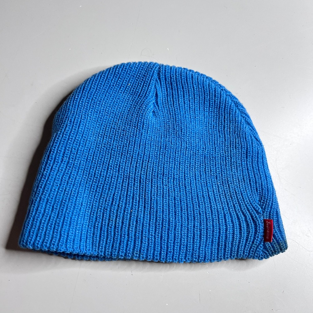 Supreme New York‎ City Blue Ribbed Knit Beanie Hat Made in Canada Streetwear
